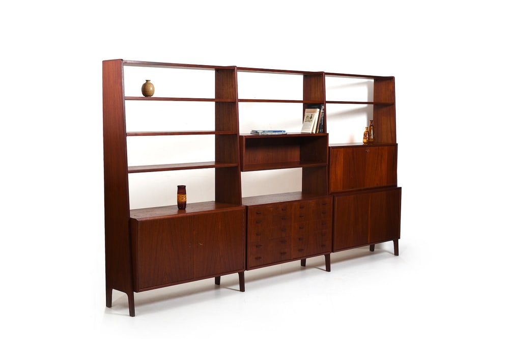 Danish Teak Shelf System with Cabinets, 1950s - 2