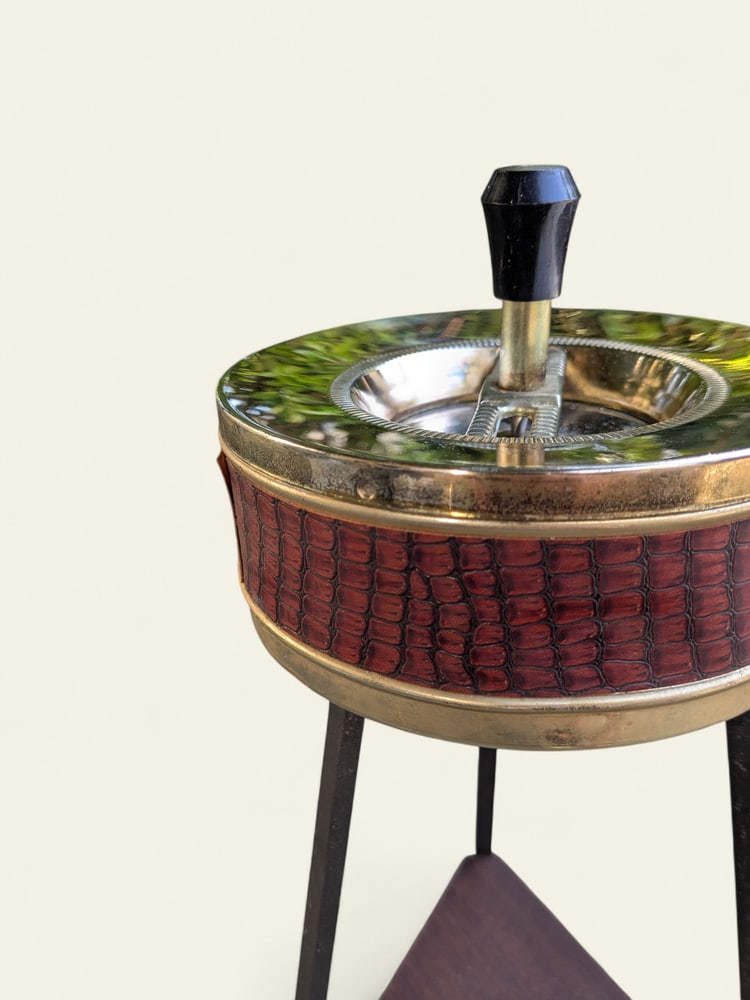 Vintage Standing Ashtray with Teak Shelf, 1960s - 2