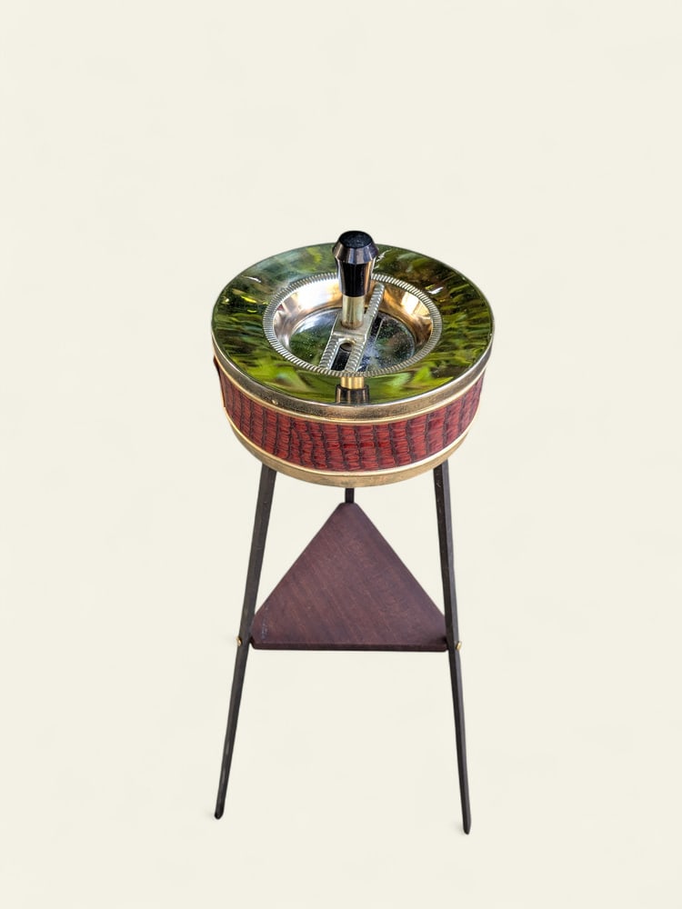 Vintage Standing Ashtray with Teak Shelf, 1960s - 4