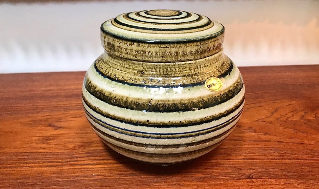 Ceramic Art Pot with Lid from Søholm Stoneware, 1960s - 9