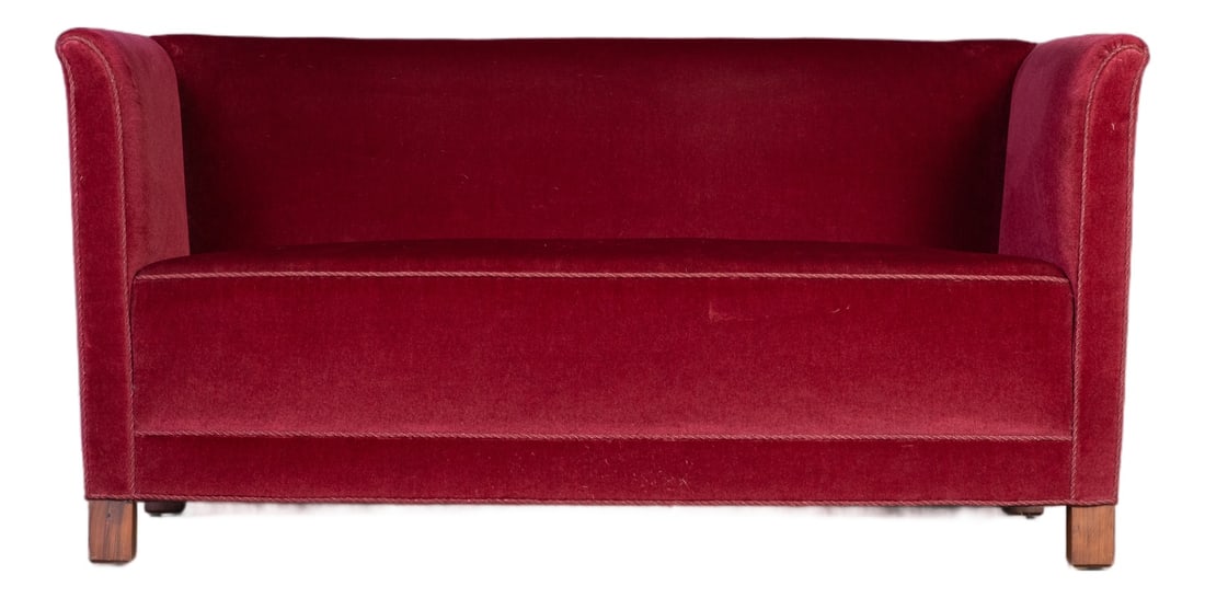 Vintage Red Velvet Sofa, 1950s (1 of 6)