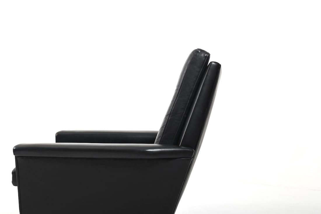 Set of Danish Black Leather Sofa & Lounge Chair - 12