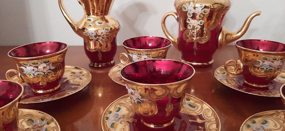Murano Glass Tre Fuochi 24 K Gold Coffee Set, 1965 - 10