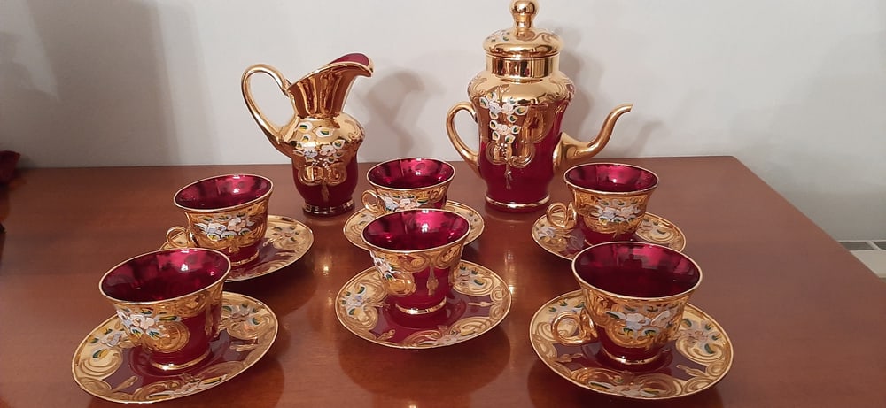 Murano Glass Tre Fuochi 24 K Gold Coffee Set, 1965 - 13