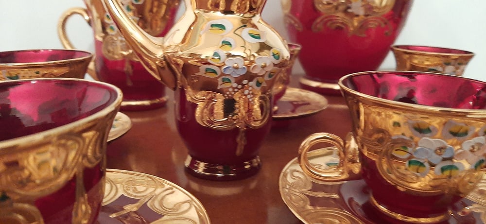 Murano Glass Tre Fuochi 24 K Gold Coffee Set, 1965 - 14