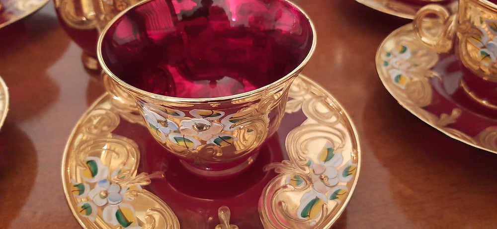 Murano Glass Tre Fuochi 24 K Gold Coffee Set, 1965 - 16