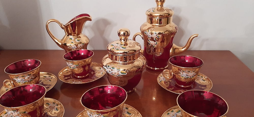 Murano Glass Tre Fuochi 24 K Gold Coffee Set, 1965 - 19