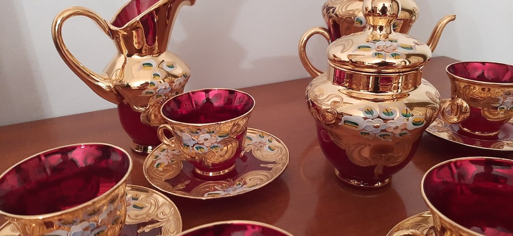 Murano Glass Tre Fuochi 24 K Gold Coffee Set, 1965 - 4