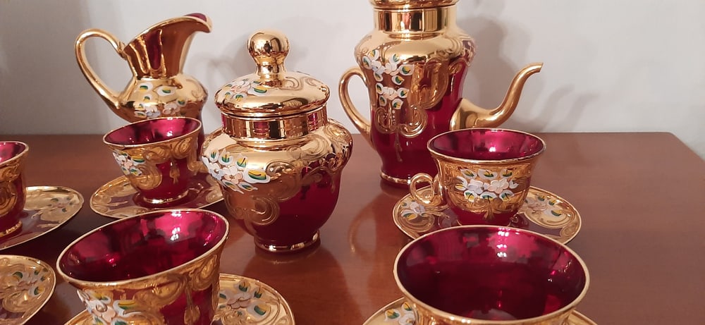 Murano Glass Tre Fuochi 24 K Gold Coffee Set, 1965 - 5