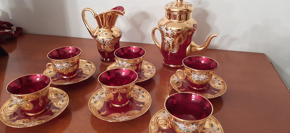 Murano Glass Tre Fuochi 24 K Gold Coffee Set, 1965 - 9