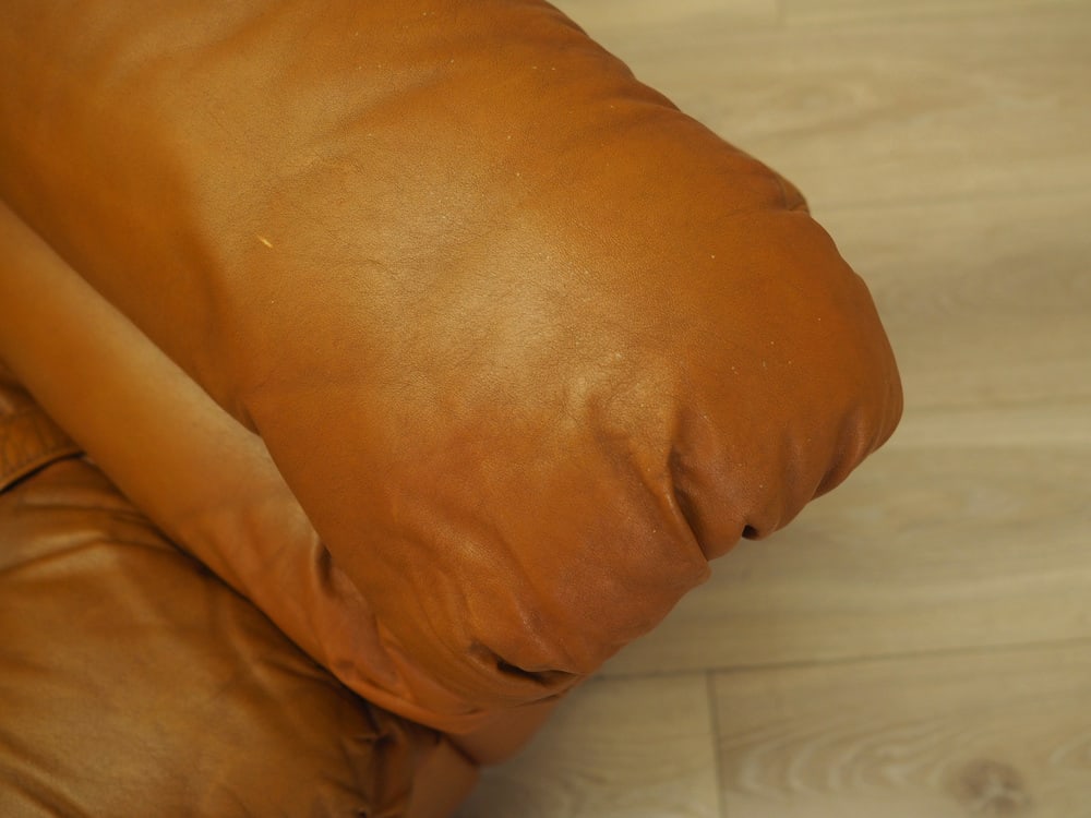 Space Age Orange Leather Sofa, Italy, 1960s - 14