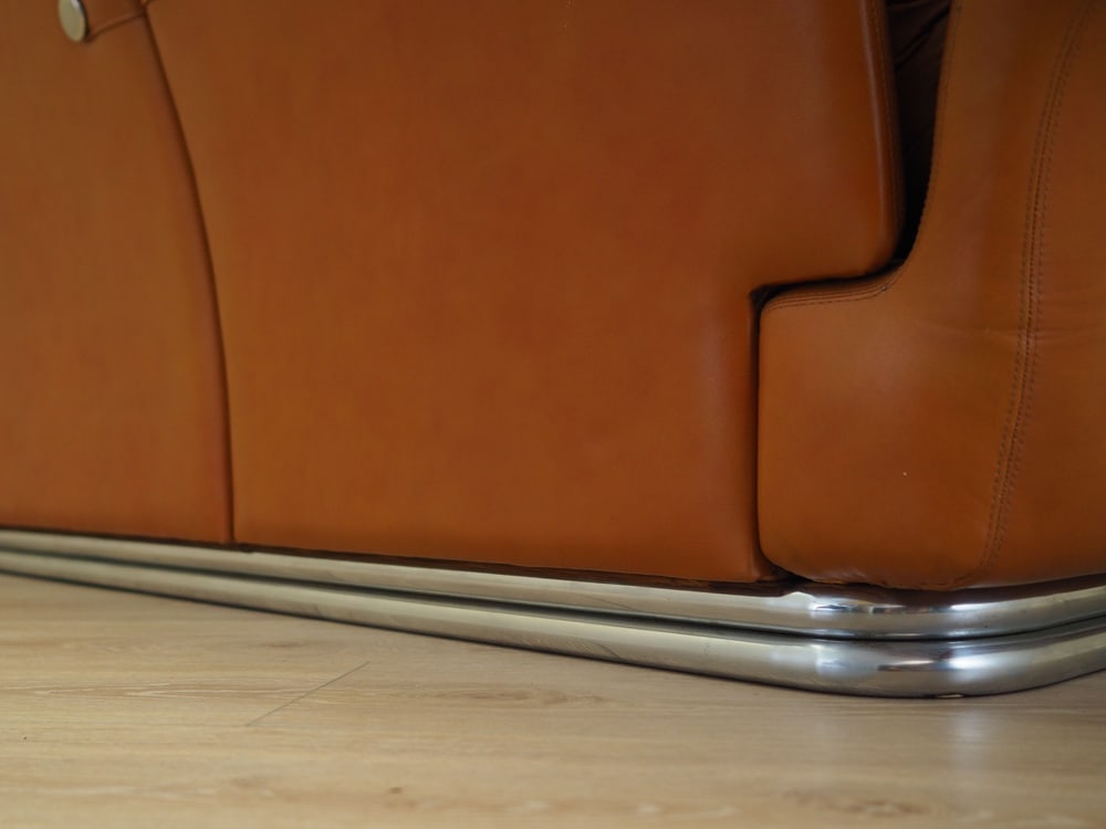 Space Age Orange Leather Sofa, Italy, 1960s - 18