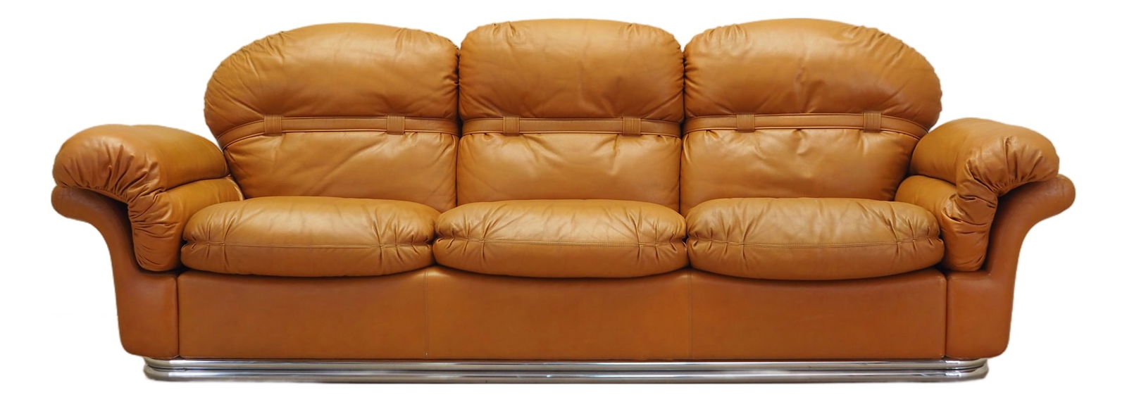 Space Age Orange Leather Sofa, Italy, 1960s (1 of 20)