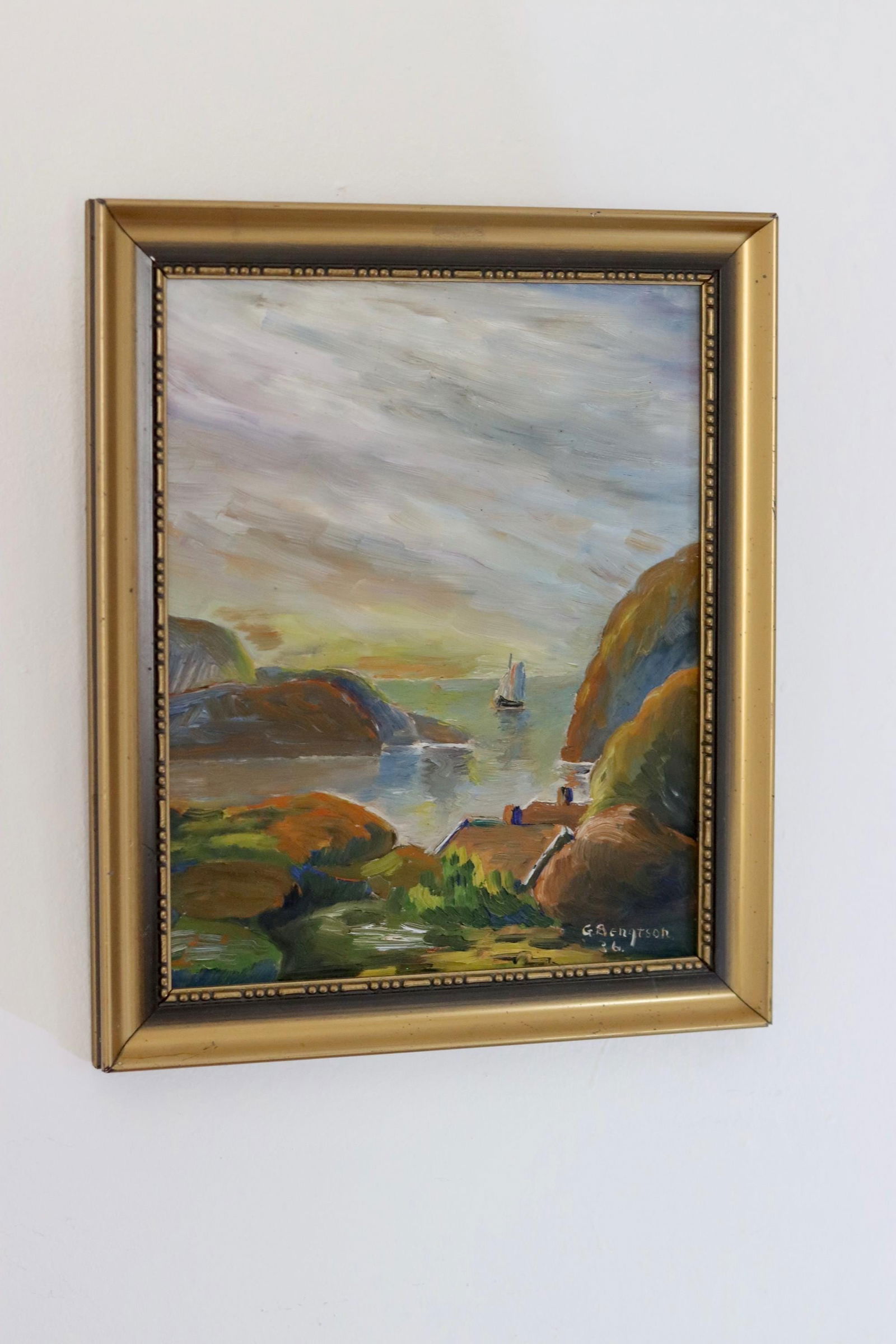 G Bengtson, Landscape, 1936, Oil on Board, Framed - 4