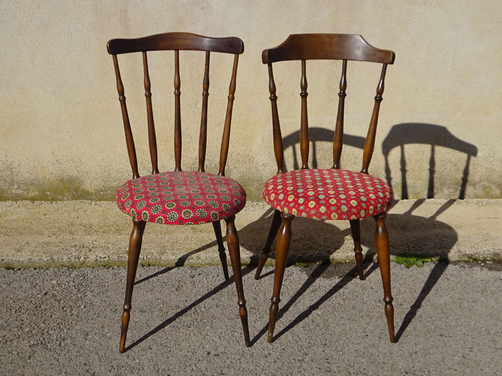 Wood and Fabric Chairs, Set of 2 - 2