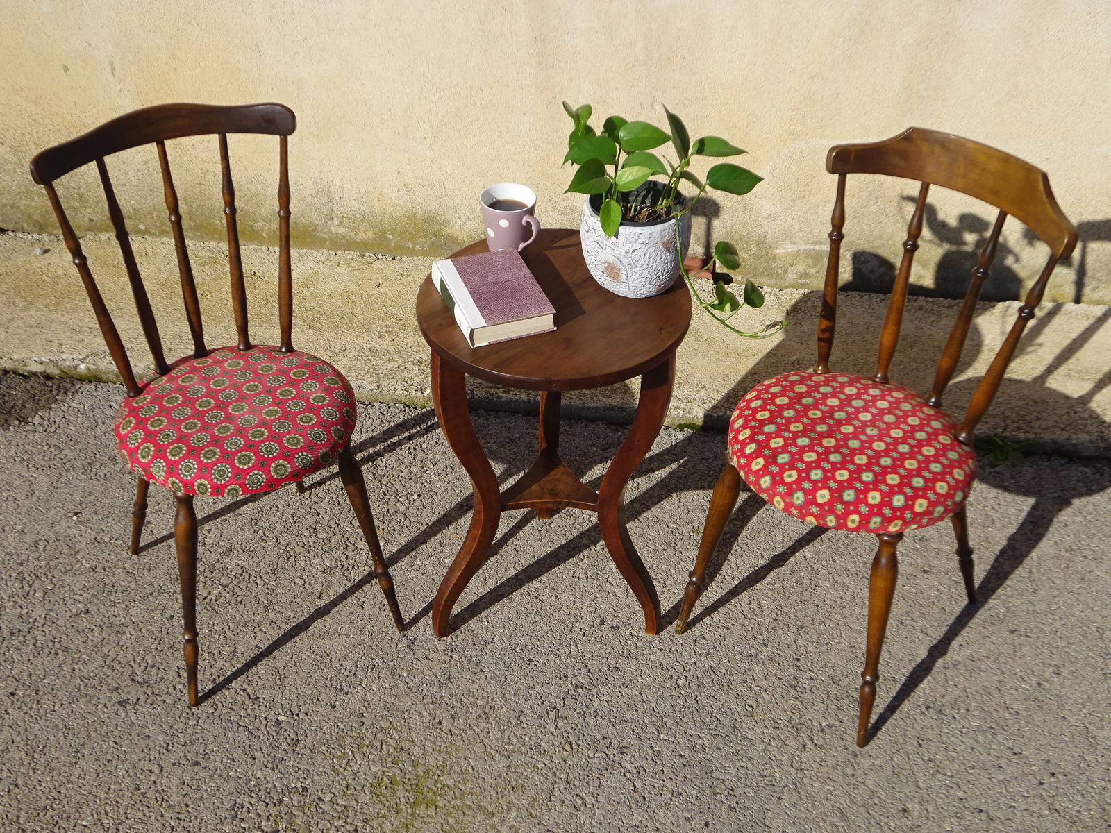 Wood and Fabric Chairs, Set of 2 - 3