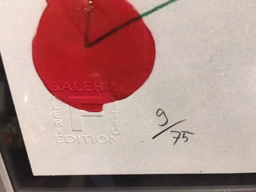 Acrylic and Paper Poster by Paul Kostabi, 1980s - 2