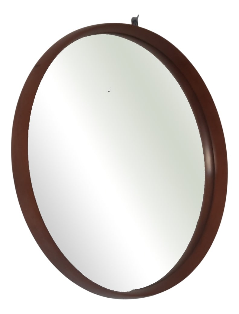 Scandinavian Round Teak Wall Mirror, 1960s (1 of 7)
