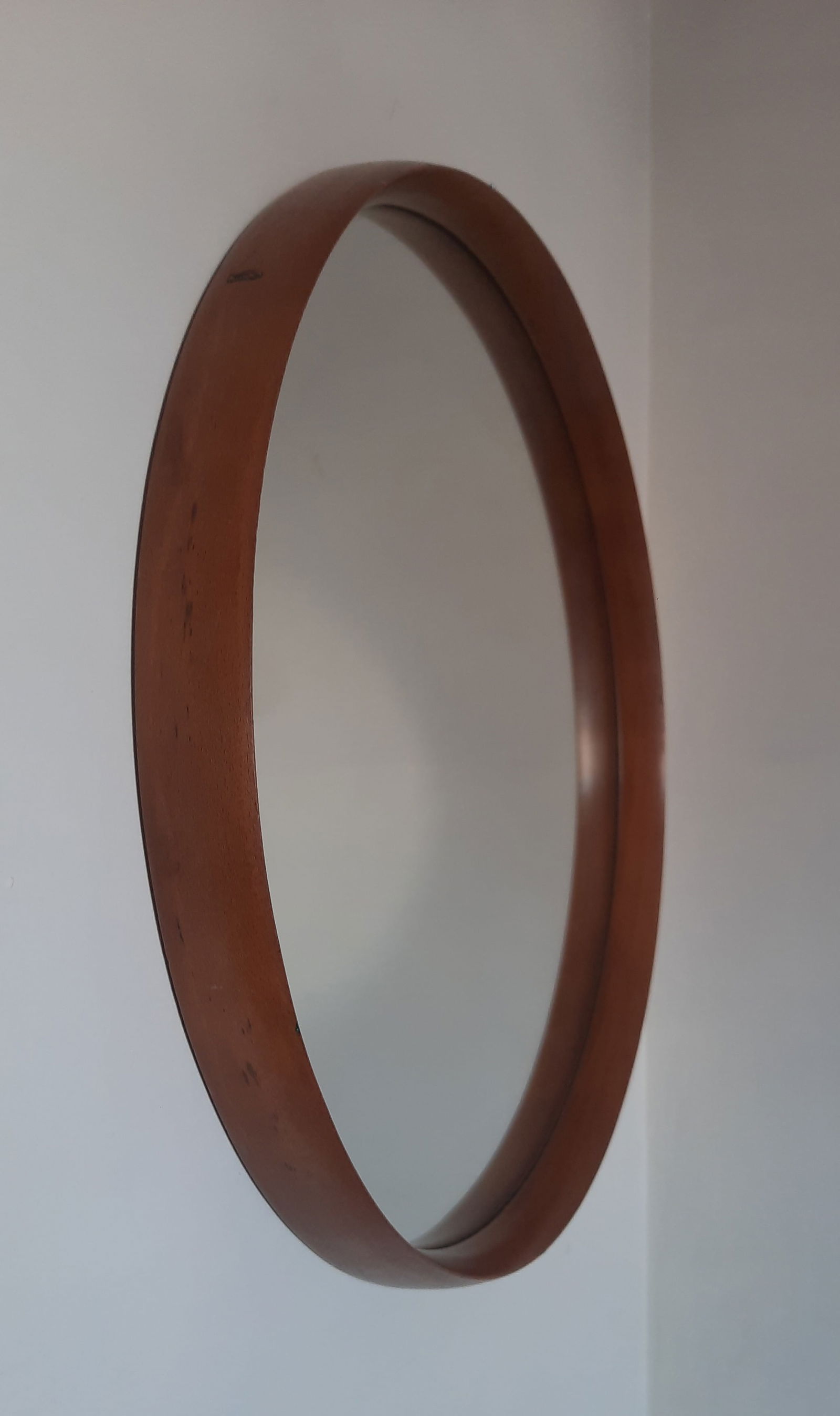 Scandinavian Round Teak Wall Mirror, 1960s - 5