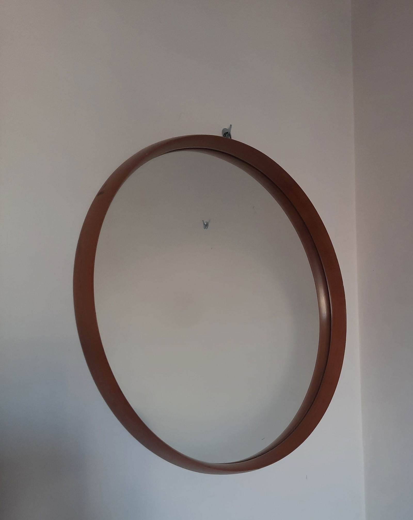 Scandinavian Round Teak Wall Mirror, 1960s - 7