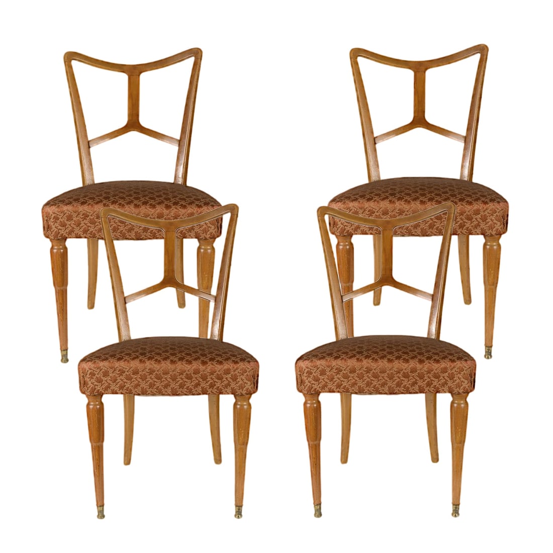 Wood and Fabric Dining Chairs, 1950s, Set of 4 - 4