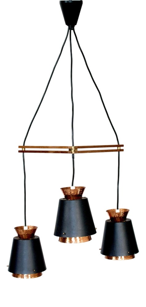 Mid-Century Copper 3-Light Pendant, Norway, 1960s (1 of 9)