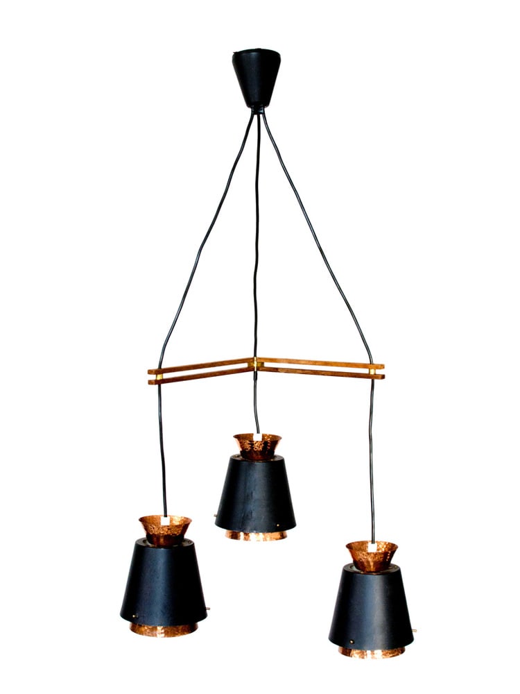 Mid-Century Copper 3-Light Pendant, Norway, 1960s - 3