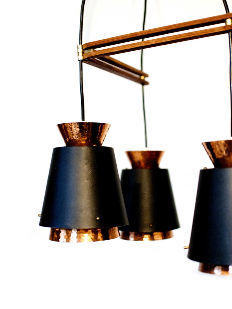 Mid-Century Copper 3-Light Pendant, Norway, 1960s - 4