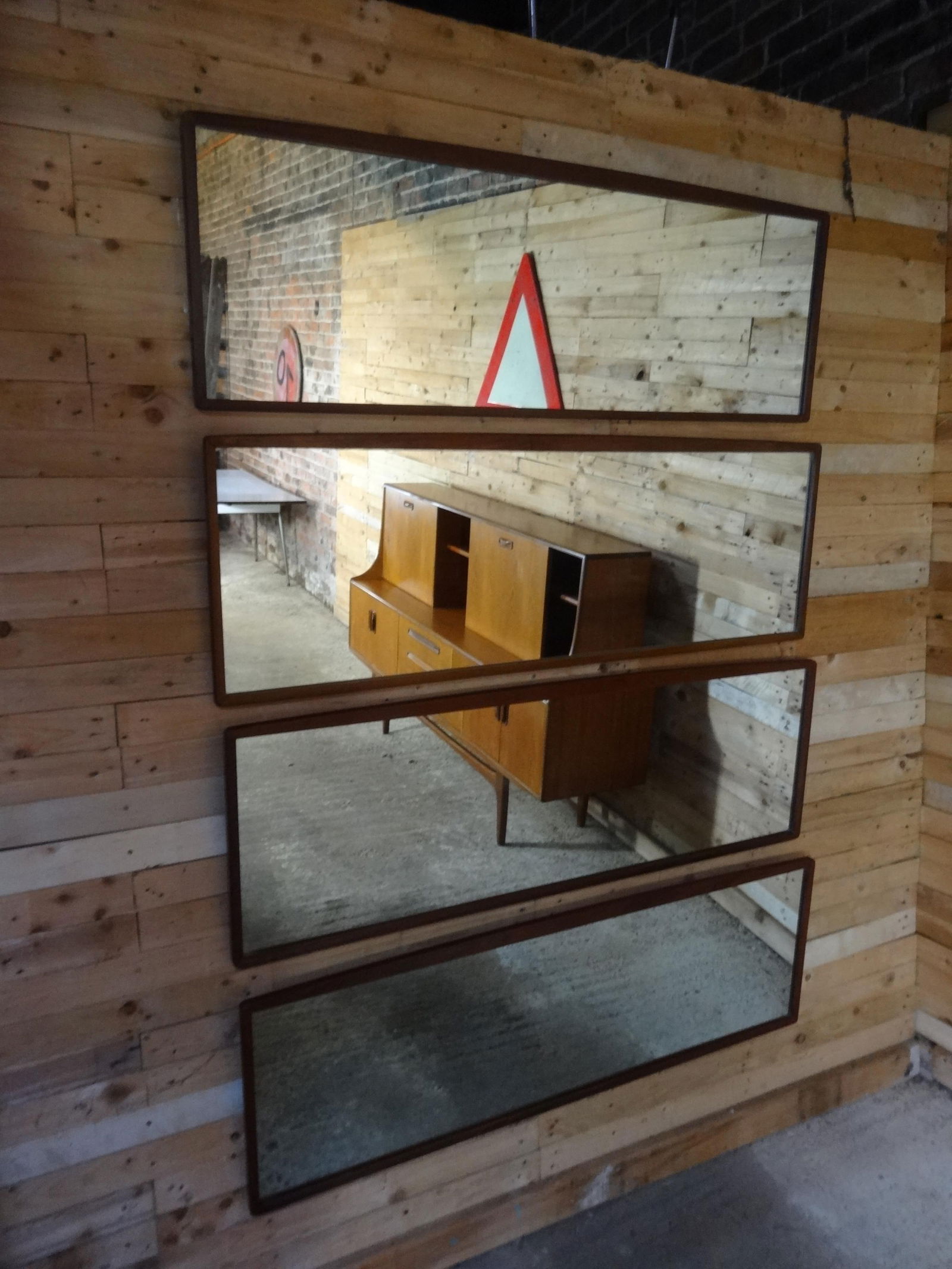 Large Horizontal Teak Mirror, 1960s - 2