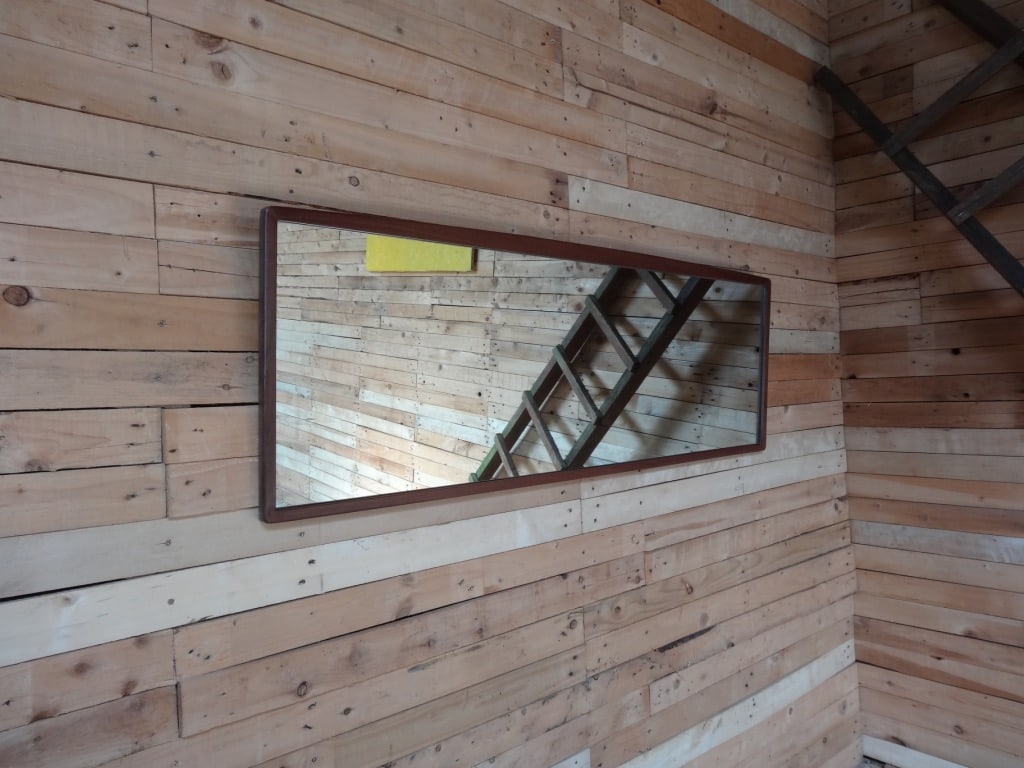Large Horizontal Teak Mirror, 1960s - 4