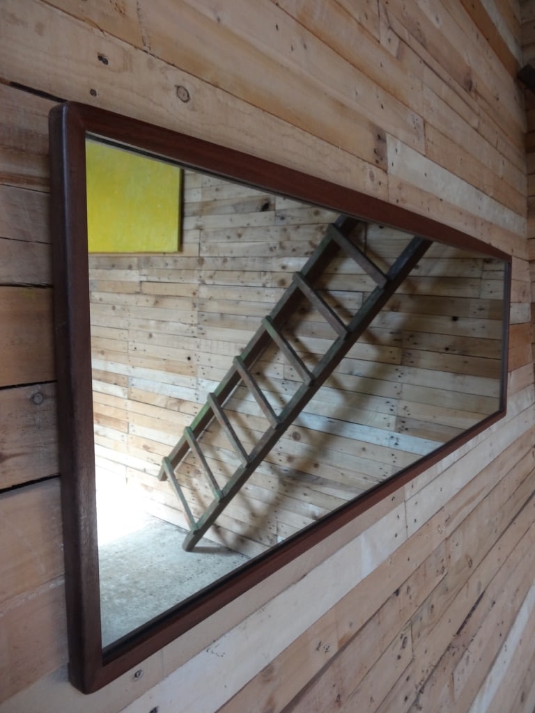 Large Horizontal Teak Mirror, 1960s - 5