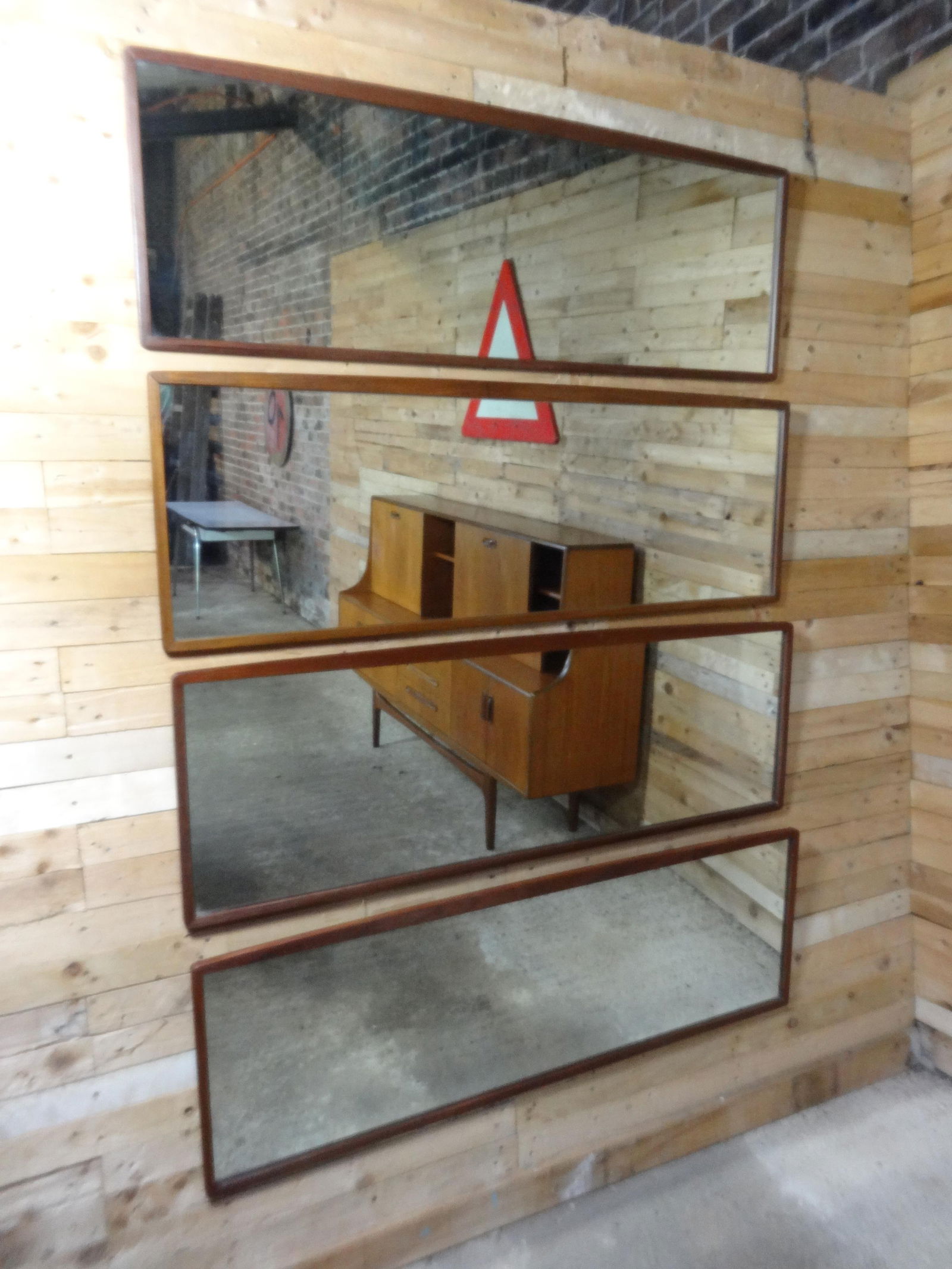 Large Horizontal Teak Mirror, 1960s - 7