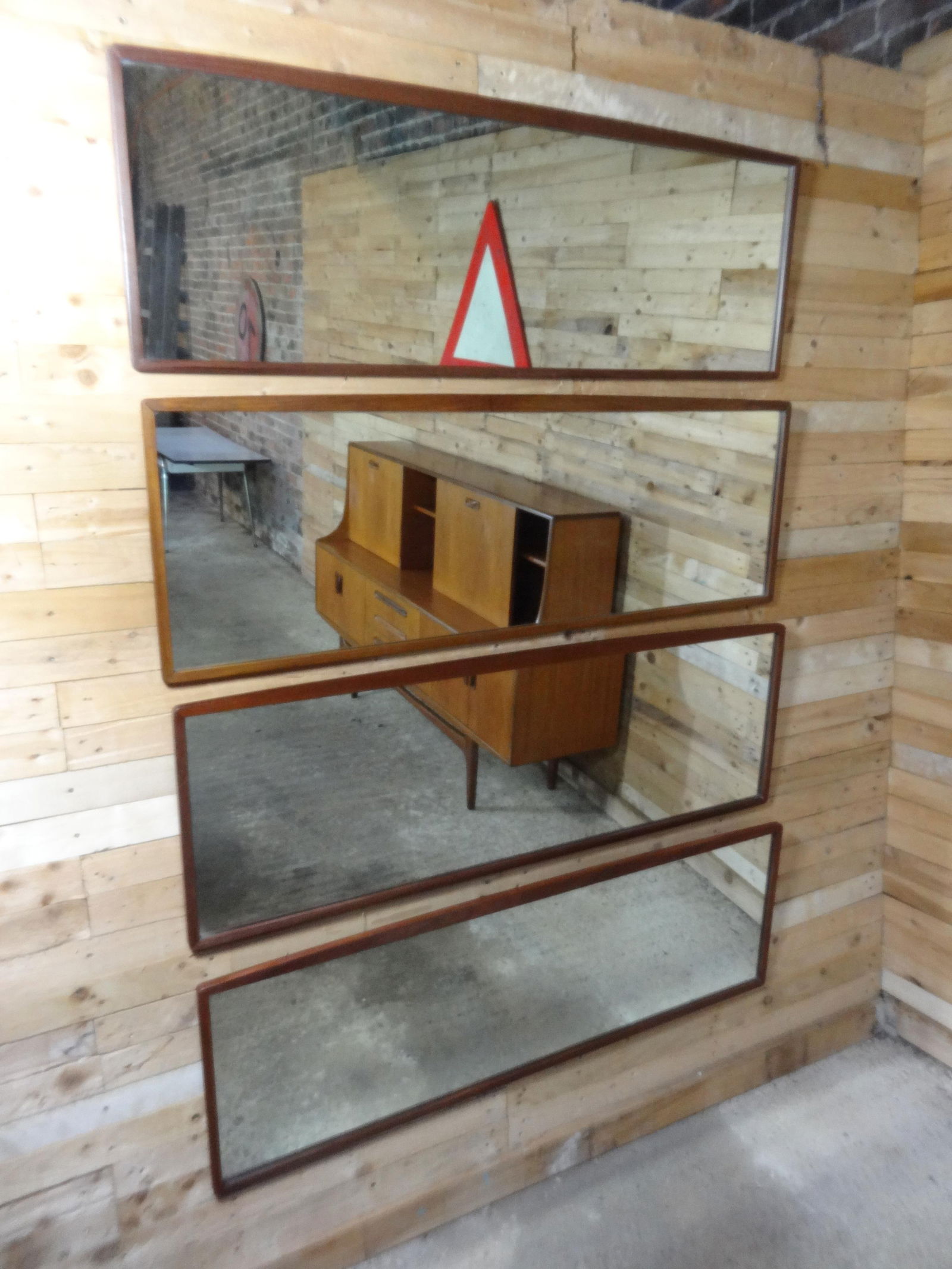 Large Horizontal Teak Mirror, 1960s - 8