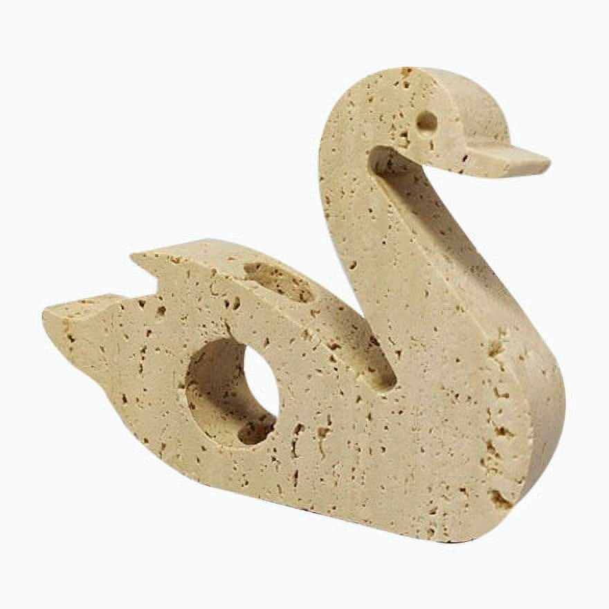 Swan Sculpture by Enzo Mari for F.lli Mannelli: 1970s Original Stunning Swan Sculpture in Travertine designed by Enzo Mari for F.lli Mannelli. Made in Italy.dimension:6,69 w x 1,57 D x 5,11 H inches 17 cm x P 4 cm x H 13 cm Country of Manufacture: