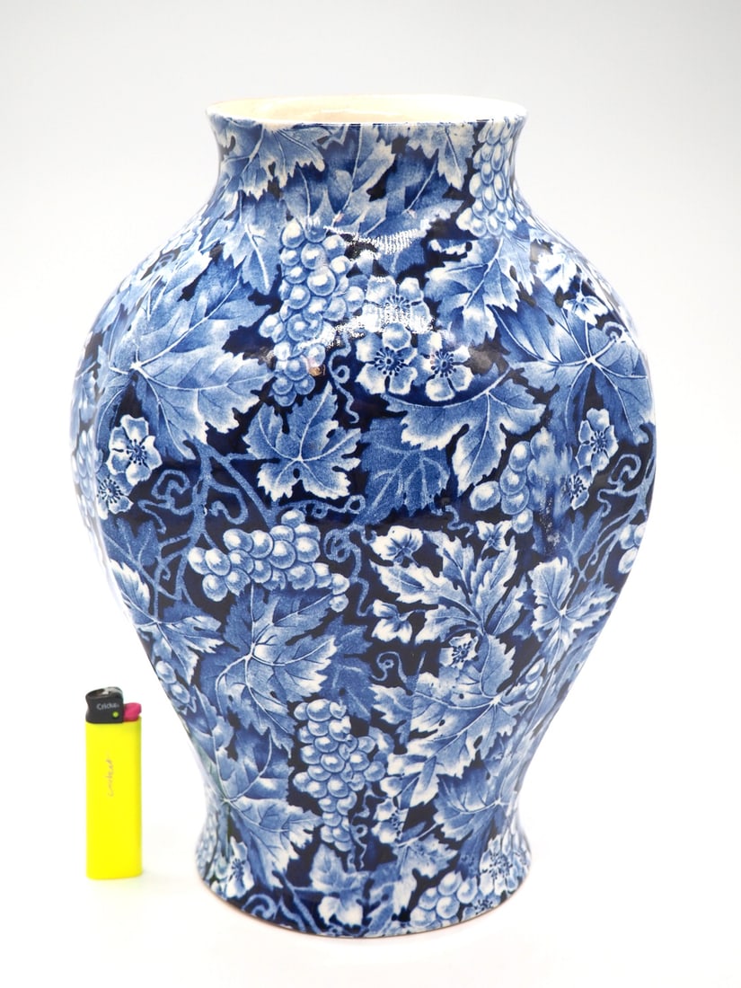 Blue Flintware Vase Grape for Rörstrand, 1920s - 2