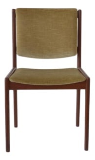 Teak Chairs by Karl E. Ekselius, Sweden, Set of 6: Six beautiful upholstered chairs by Swedish designer Karl Erik Ekselius. The straight, graphically designed form and the absence of organic curves are striking. The backrest is slanted with