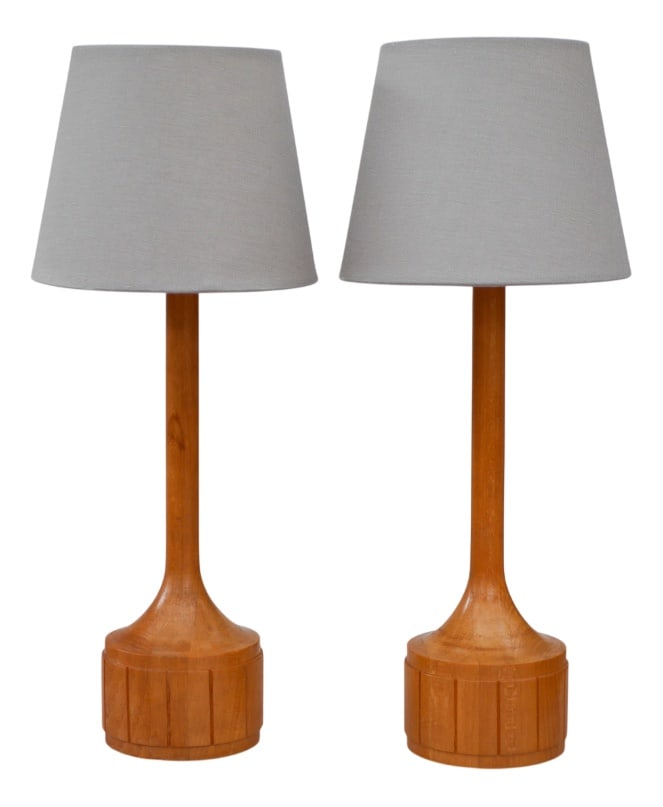 Scandinavian Oak Table Lamps from Elpe, Set of 2 (1 of 14)