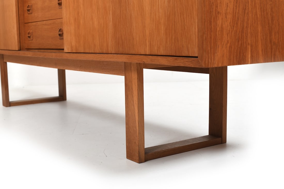 Danish Sled Leg Sideboard in Oak, 1960s. - 12