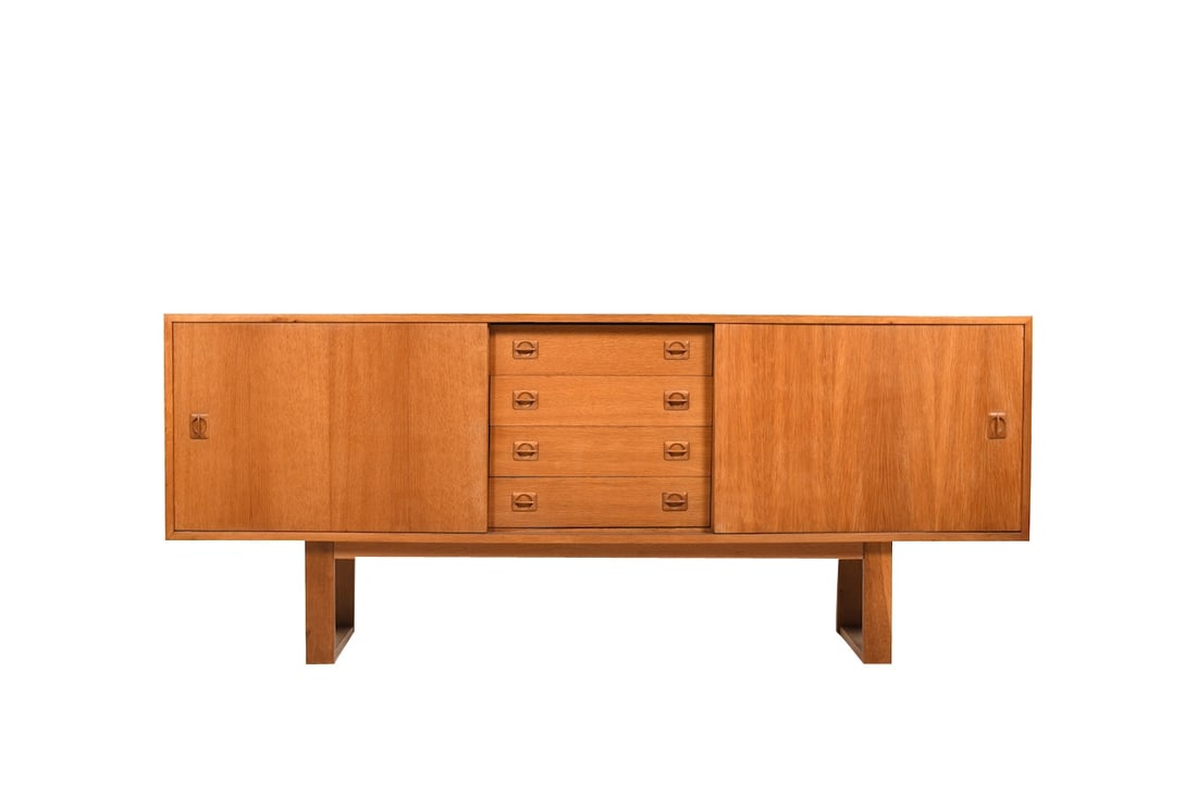 Danish Sled Leg Sideboard in Oak, 1960s. (1 of 13)