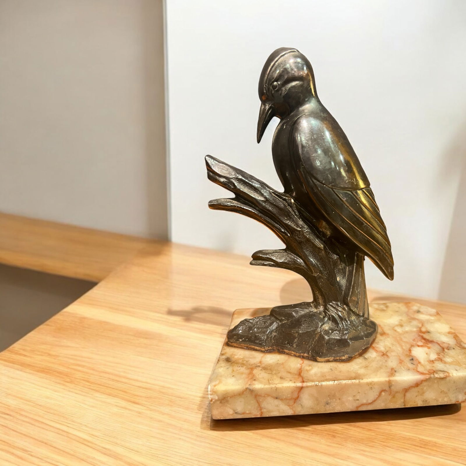 Art Deco Bookends in Tin & Marble, 1940s, Set of 2 - 5