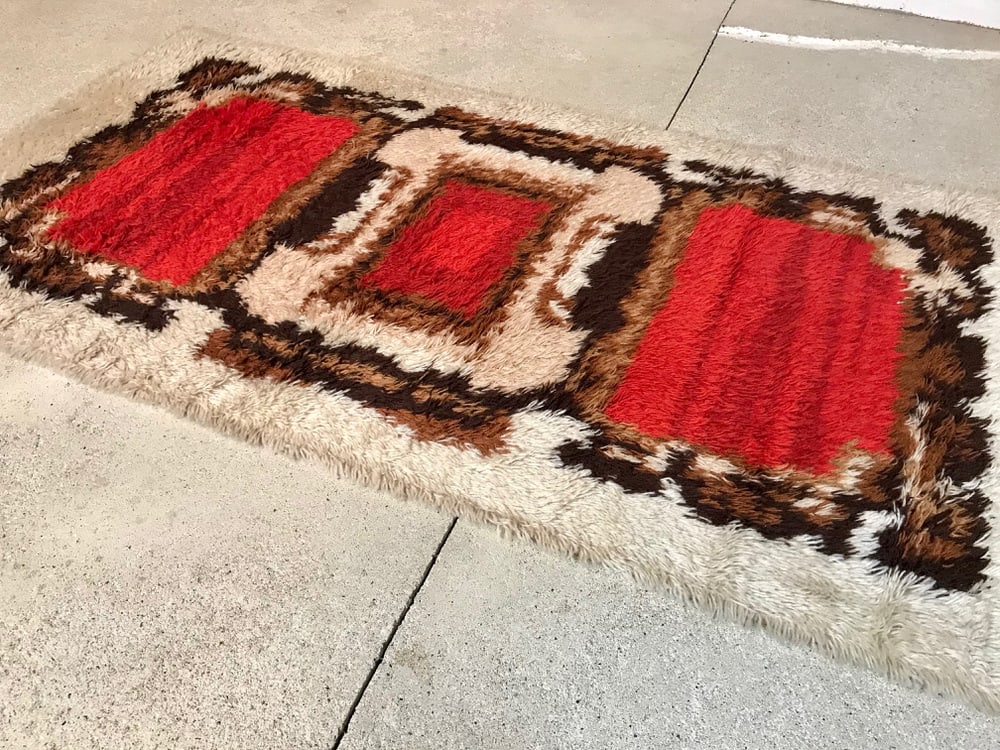 Abstract Graphic Wall or Floor Wool Rug, 1960s - 2