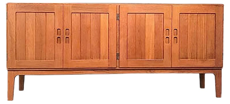 Vintage Danish Solid Teak Sideboard, 1960s: This high-quality sideboard is made from solid teak and was manufactured in Denmark during the 1960s. It is stamped on the underside, featuring nice woodwork details like the finger joints and