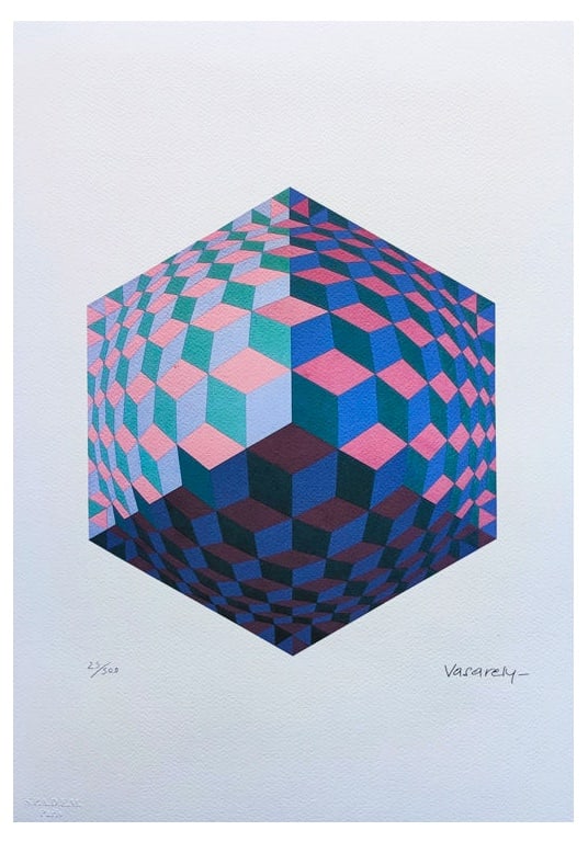 Victor Vasarely, Op Art Composition, 1970s, Lithograph: 1970s Original rare astonishing gorgeous Lithograph number 25 of 500 (the numbers are signed in pencil)Contains the authorized impressed stamp "Spadem-Paris"This lithograph is in excellent