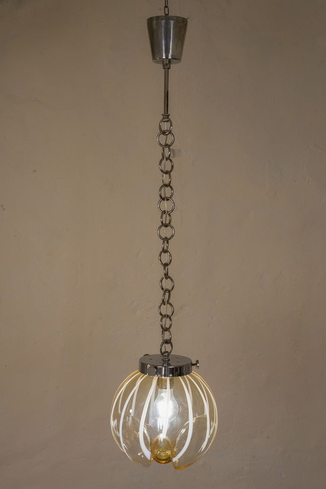 Pendant Light With Murano Blown Glass Globe, Italy - 7