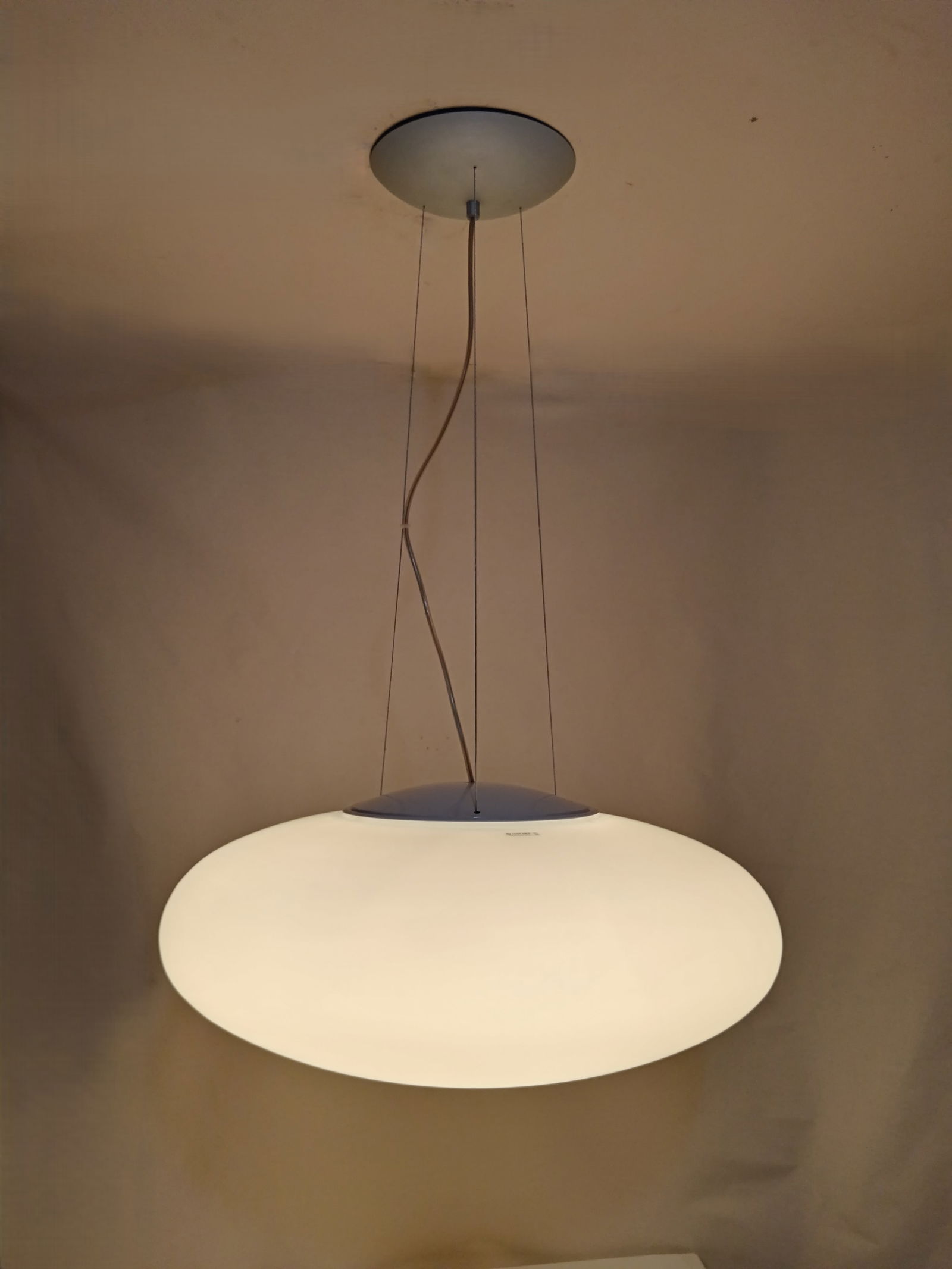 Large Pendant Light in Murano Opaline Glass, 1990s - 2
