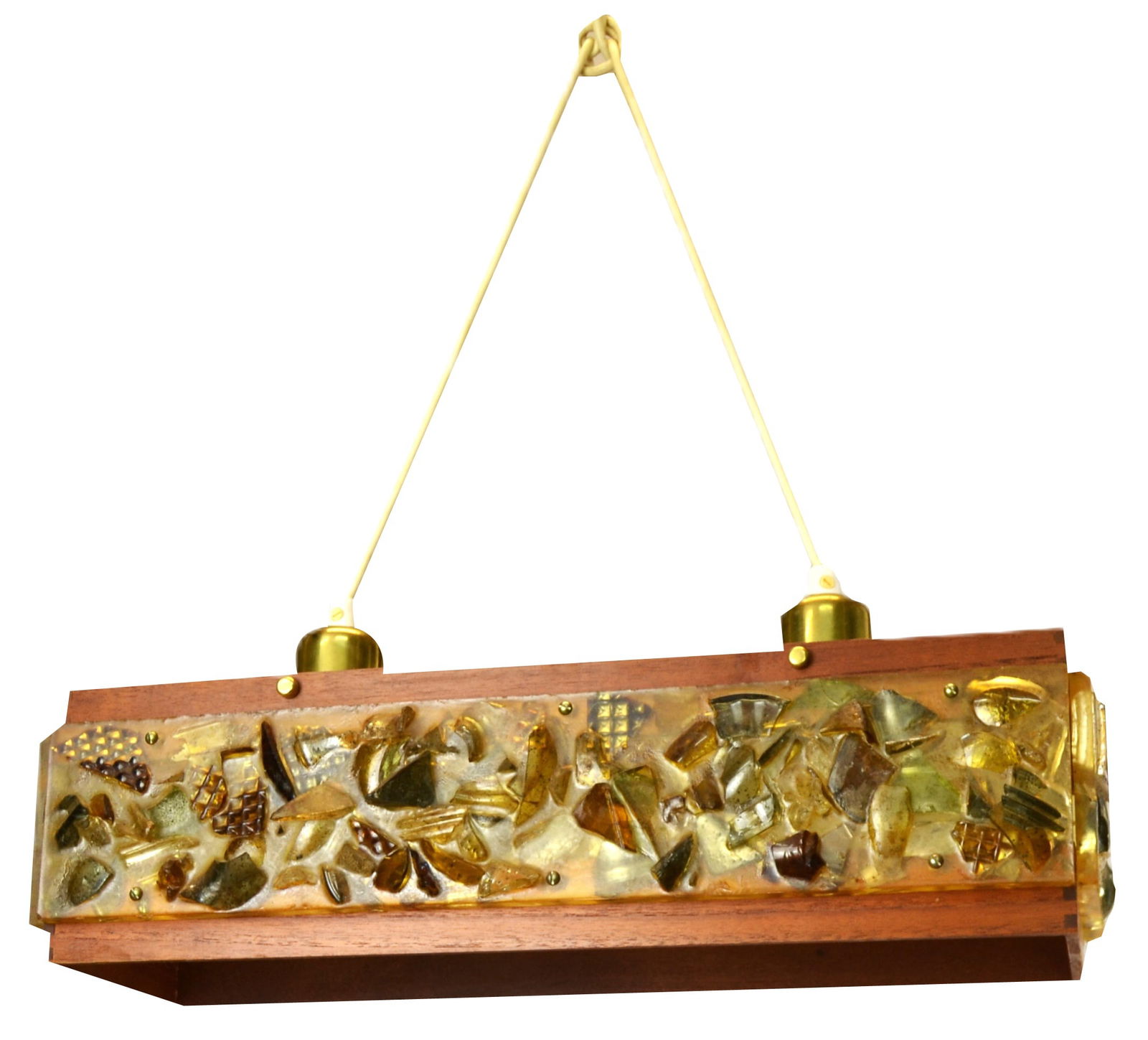 Ewa Lamp attributed to E. Bäckström & E. Hoglund: Teak Ceiling Lamp Ewa attributed to Einar Bäckström and Erik Hoglund, 1960sTeak wood frame, acrylic glass sides with decoration imitating broken glass, two light points, brass details,