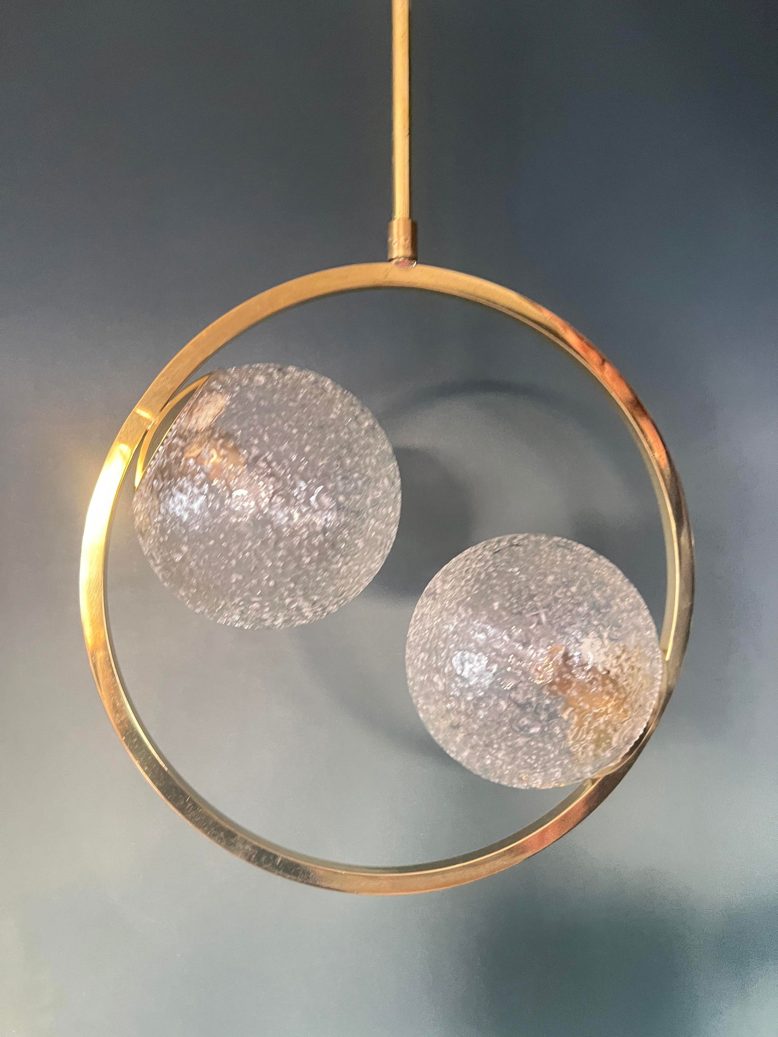 Modernist Brass and Glass Ceiling Lamp, 1960s - 10