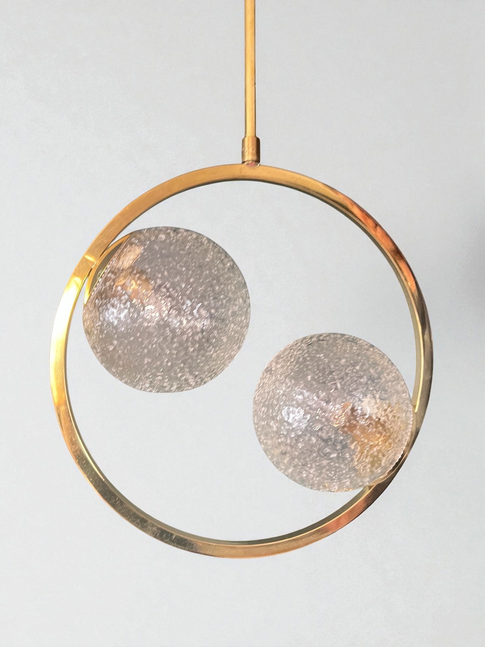 Modernist Brass and Glass Ceiling Lamp, 1960s - 2