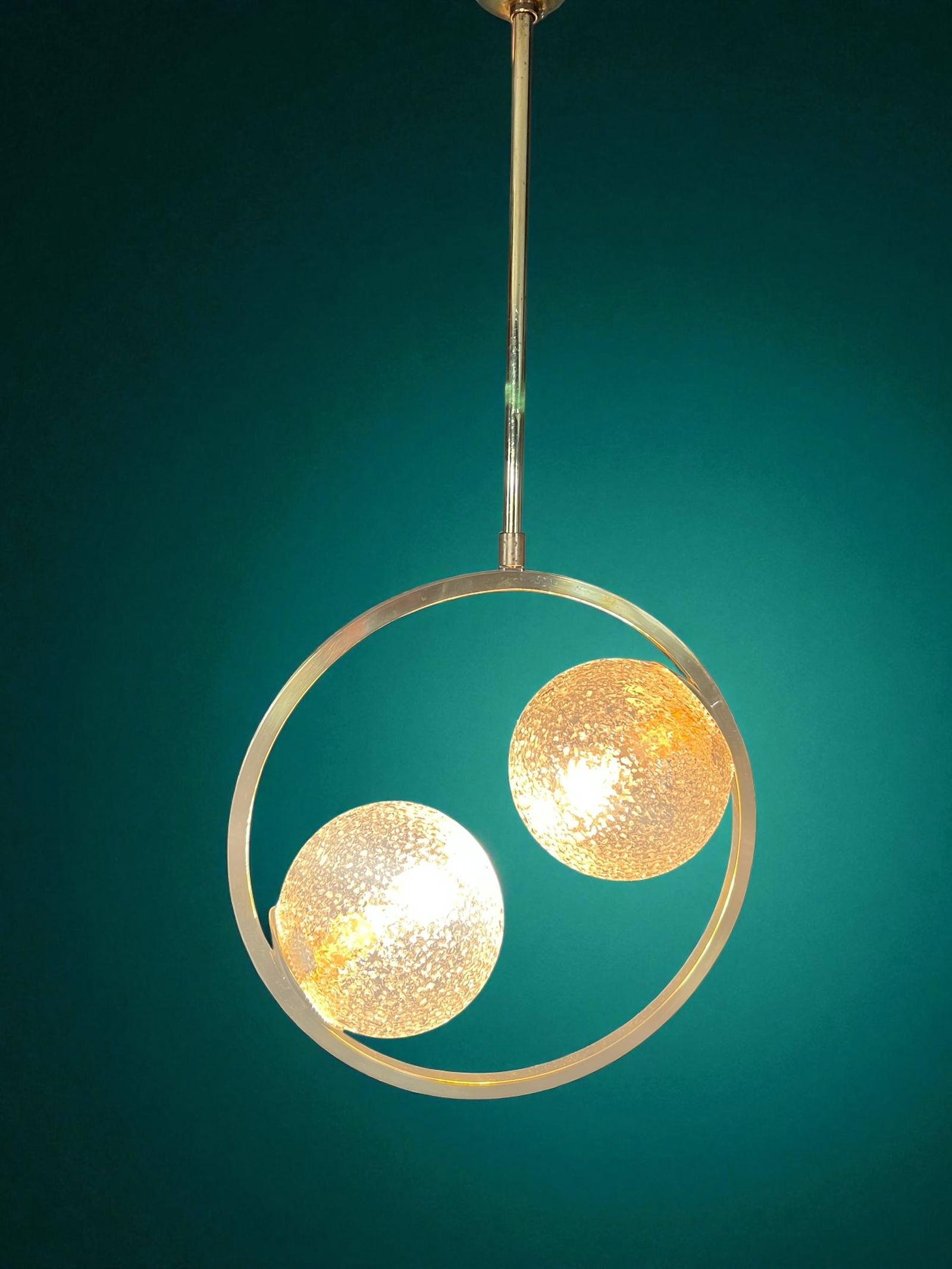 Modernist Brass and Glass Ceiling Lamp, 1960s - 4