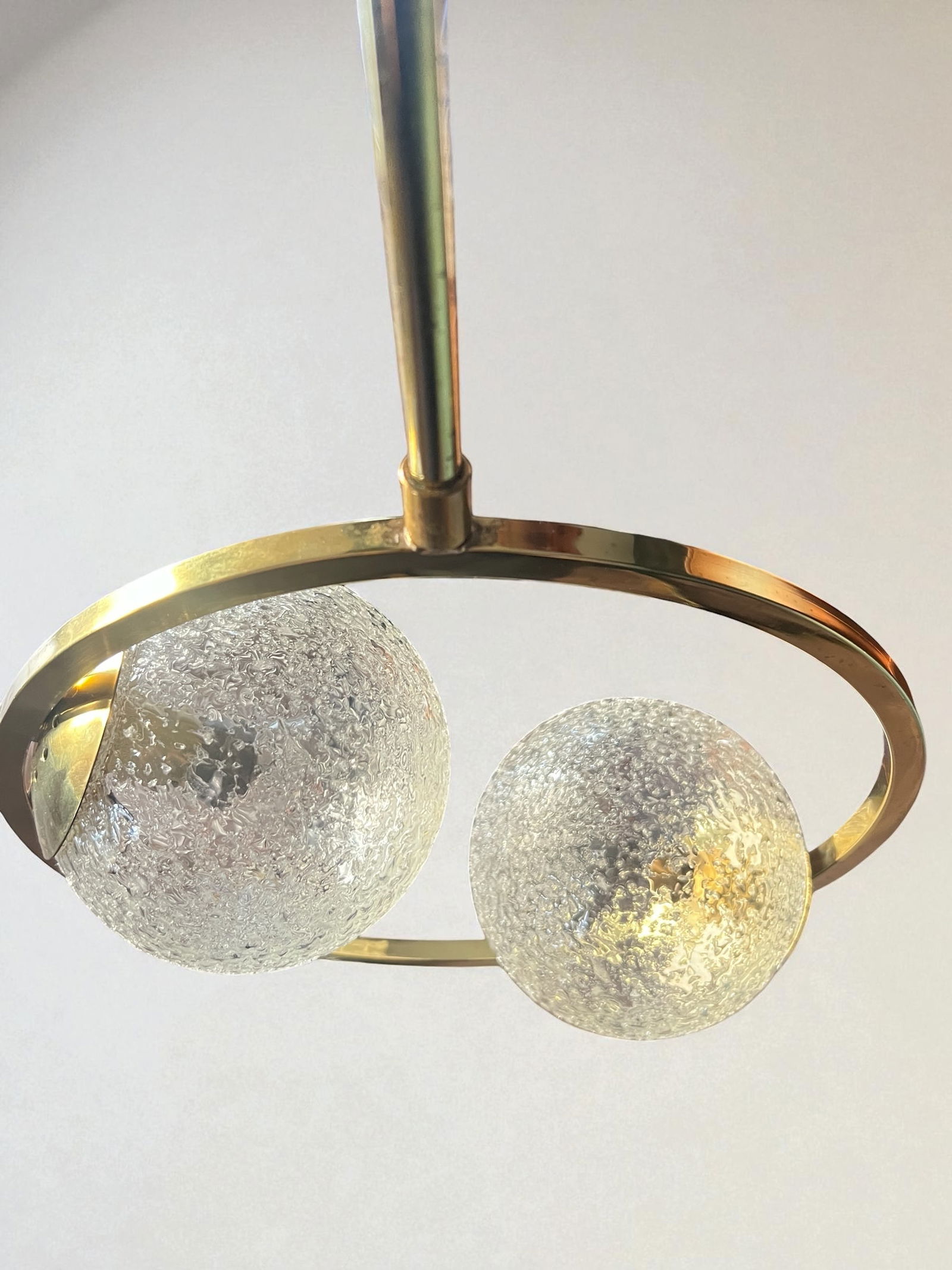 Modernist Brass and Glass Ceiling Lamp, 1960s - 6